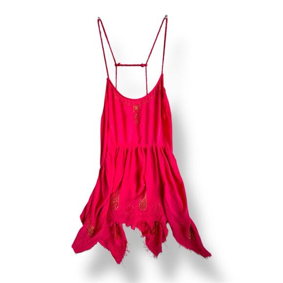 Free People Intimately Meadows Of Medallion Flowy BohoSlip Dress In Tango Pink S - Picture 1 of 9